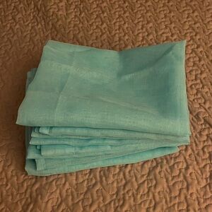 Aqua Blue Sheer Curtains 6 Panels Total